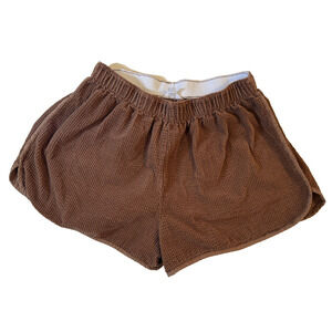 Ascot + Hart Women’s Size L Brown Waffle Knit Lounge Shorts Elastic Waist Casual
